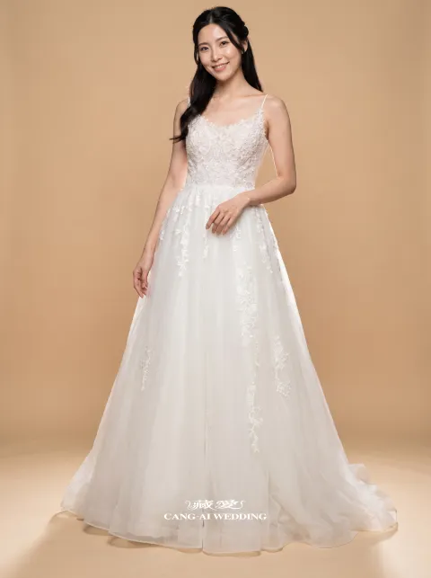 N279象牙白婚紗，正面全身