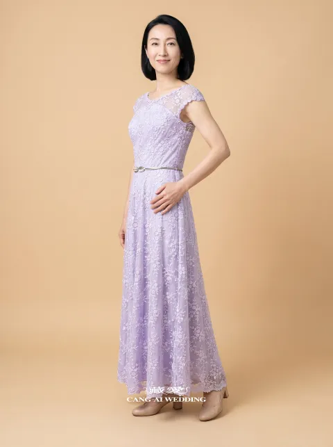媽媽禮服 M492薰衣草紫媽媽禮服，正面全身