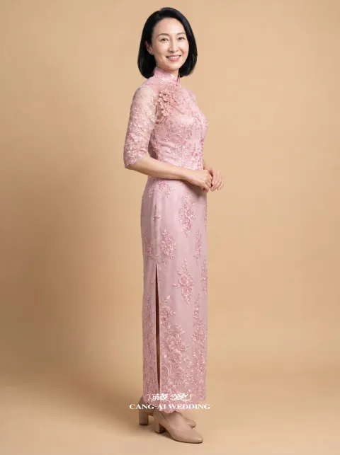 媽媽禮服 M548藕紫色媽媽禮服，正面全身