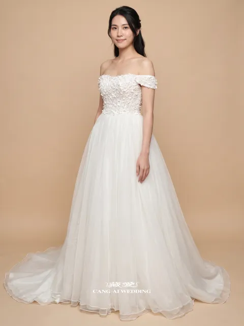 No.428純白婚紗，正面全身
