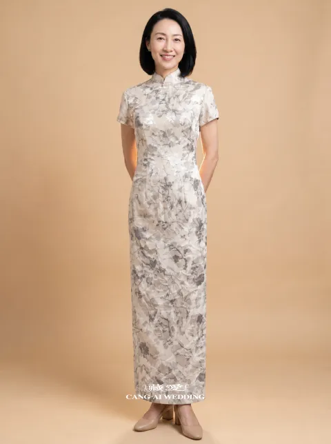 媽媽禮服 M549香檳色媽媽禮服，正面全身