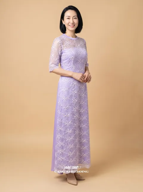 媽媽禮服 M469薰衣草紫媽媽禮服，正面全身