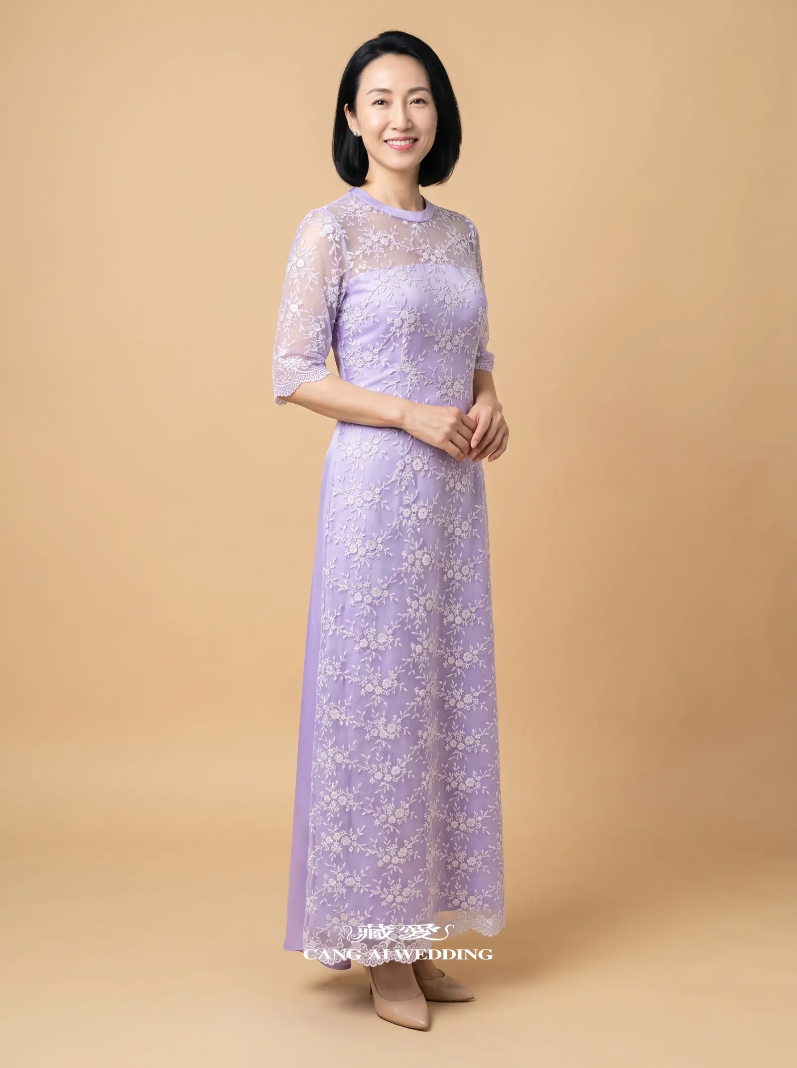 媽媽禮服 M469薰衣草紫媽媽禮服，正面全身