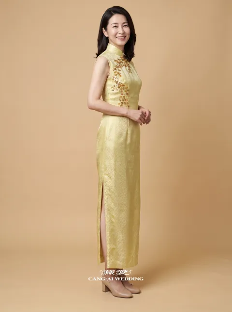 媽媽禮服 M576金色媽媽禮服，正面全身